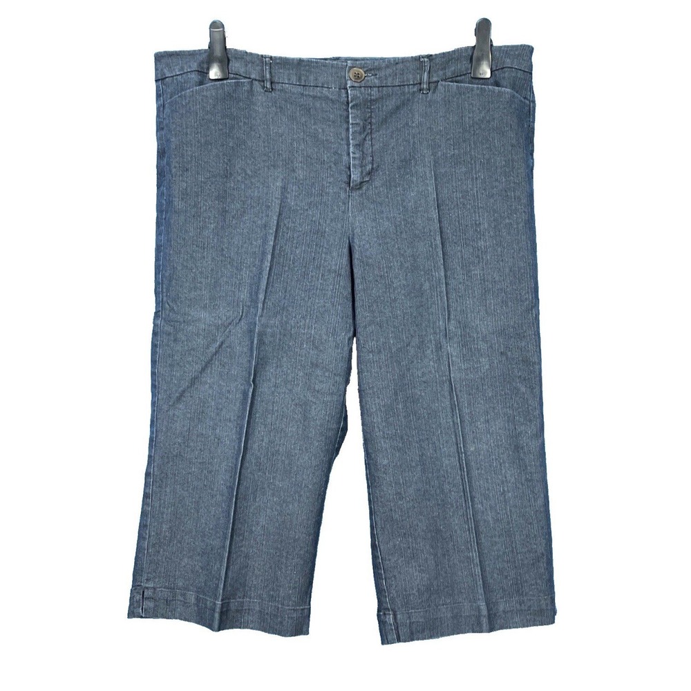 KIM ROGERS Blue STRETCH DENIM Gauchos HIGH-RISE Cropped TROUSERS/JEANS 18W